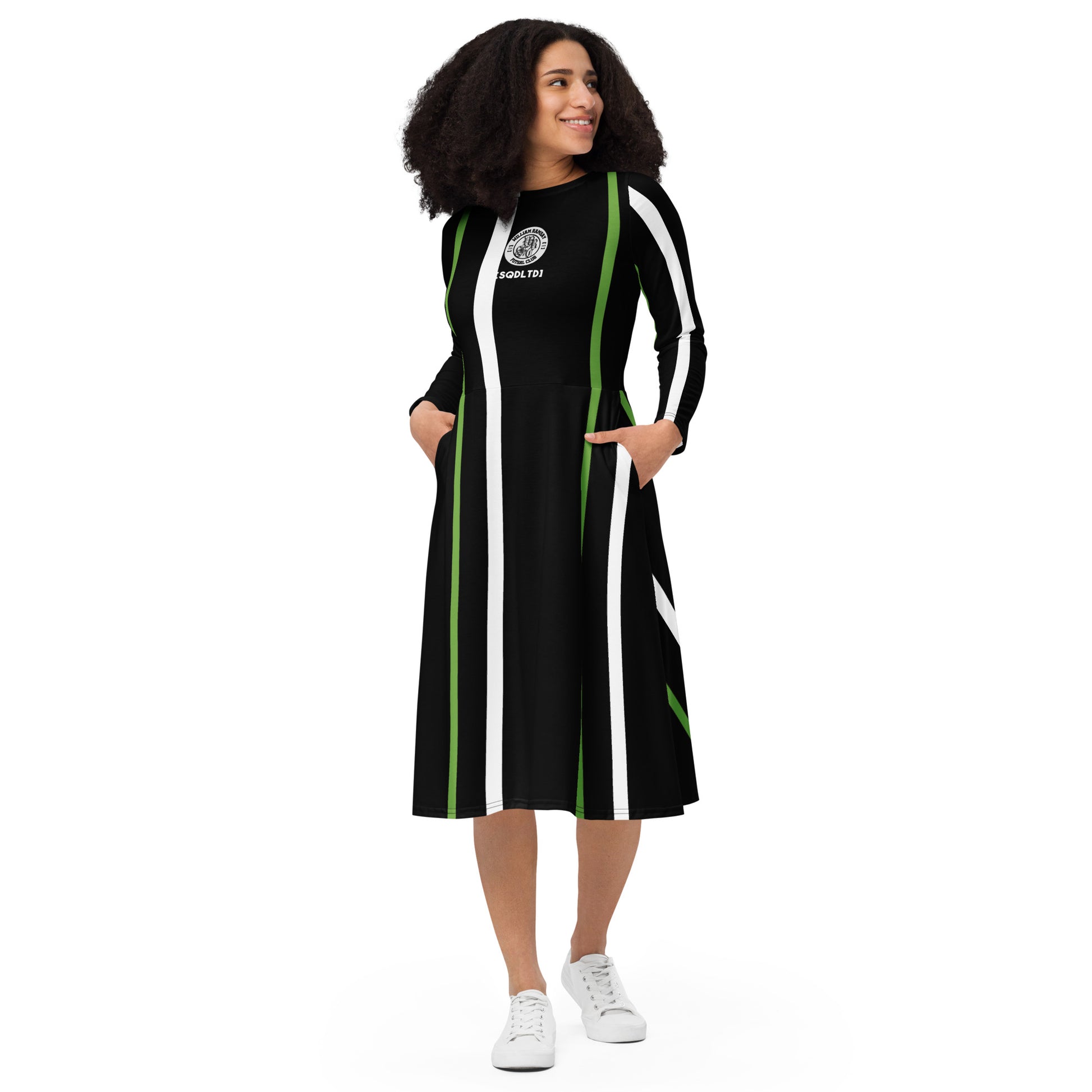 Sqdltd 25 WRFC Futbol AOP long sleeve midi dress Away Sqdltd 25 WRFC Futbol AOP long sleeve midi dress Away