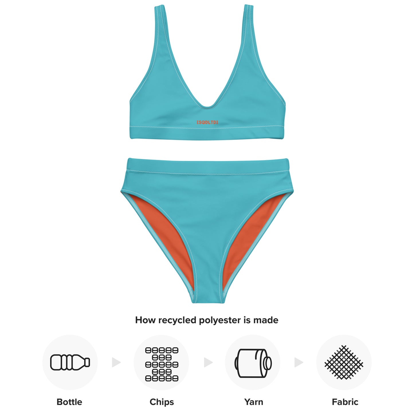 Sqdltd SP24 Recycled high-waisted bikini Sherbet