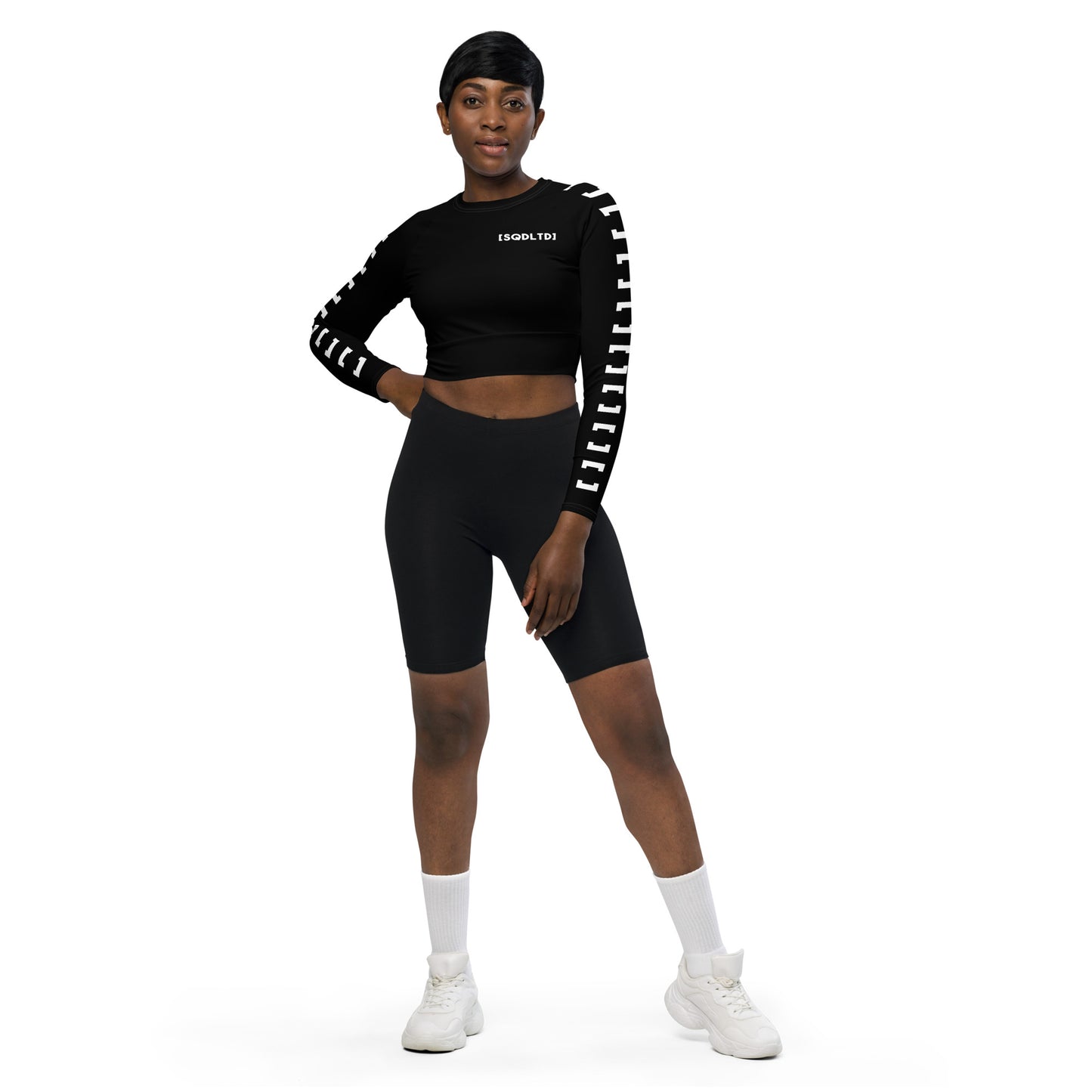 Sqdltd SP23 Recycled long-sleeve crop top BW